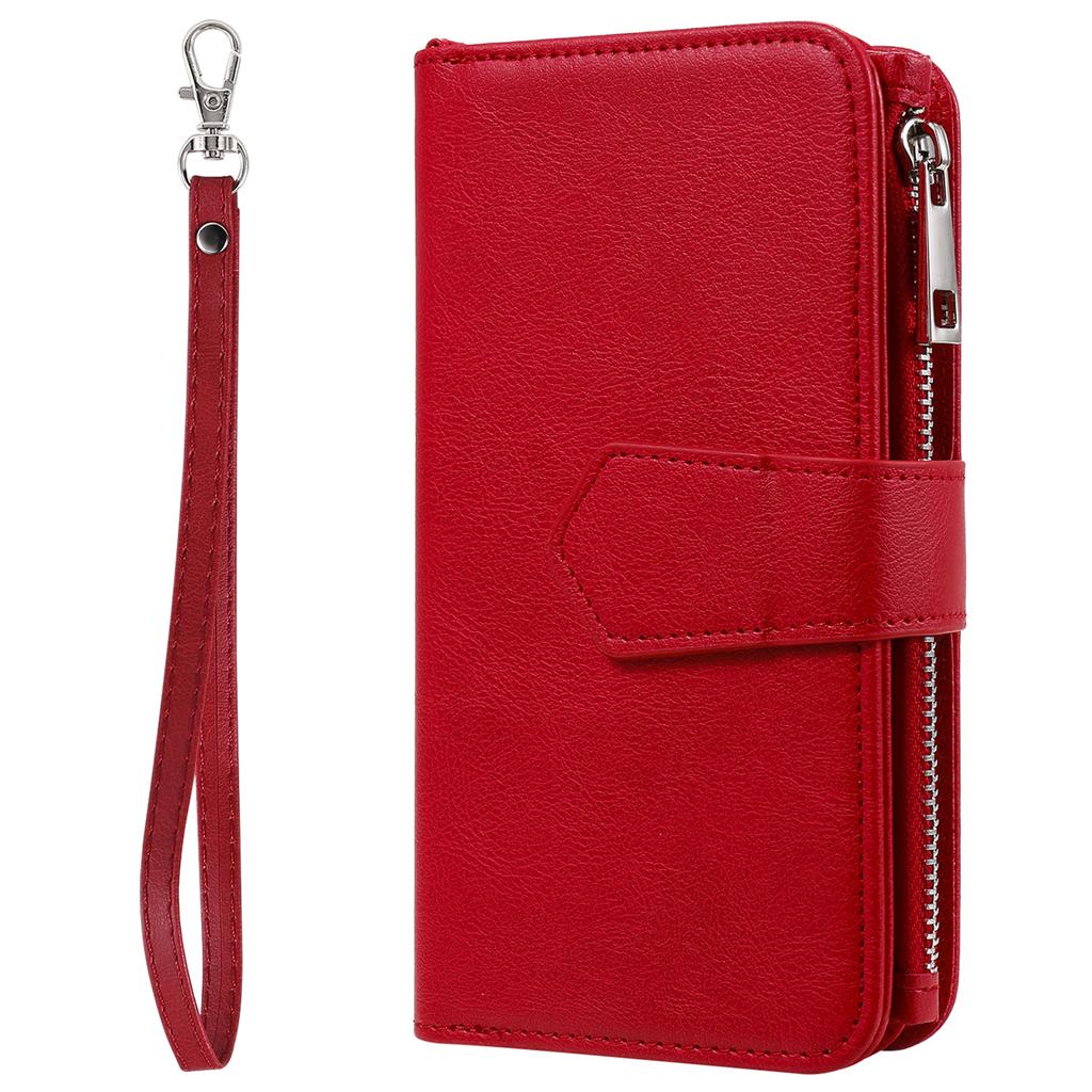 For iPhone Air Magnetic Leather Case Mobile Cover with Detachable Zipper Wallet Strap