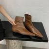 2025 New Korean Version Pointed Splicing Inner High Slope Heel Low Tube Rear Zipper Chelsea Martin Booties