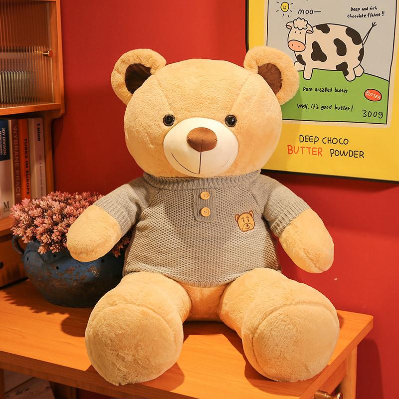 New Sweater Bear Doll Teddy Bear Plush Toy Soothing Doll for Girls' Birthday Gifts