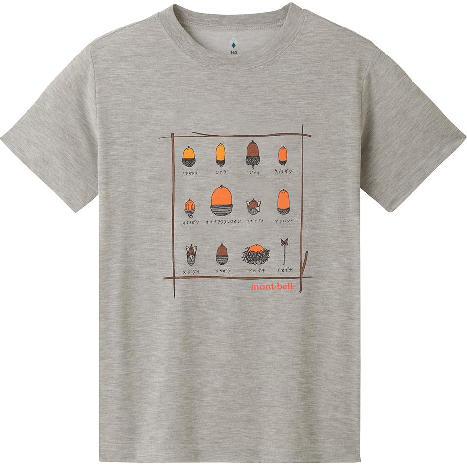 

MONTBELL T-Shirt Kids Printed Pattern Crew Neck Straight Short Sleeves Kids 160 серый