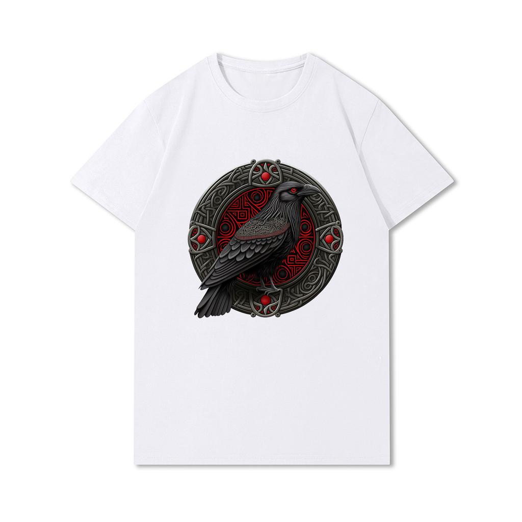 100% Cotton Summer Men T Shirts Viking Vintage Skull Beard with Headphone Printed Casual Top Tees