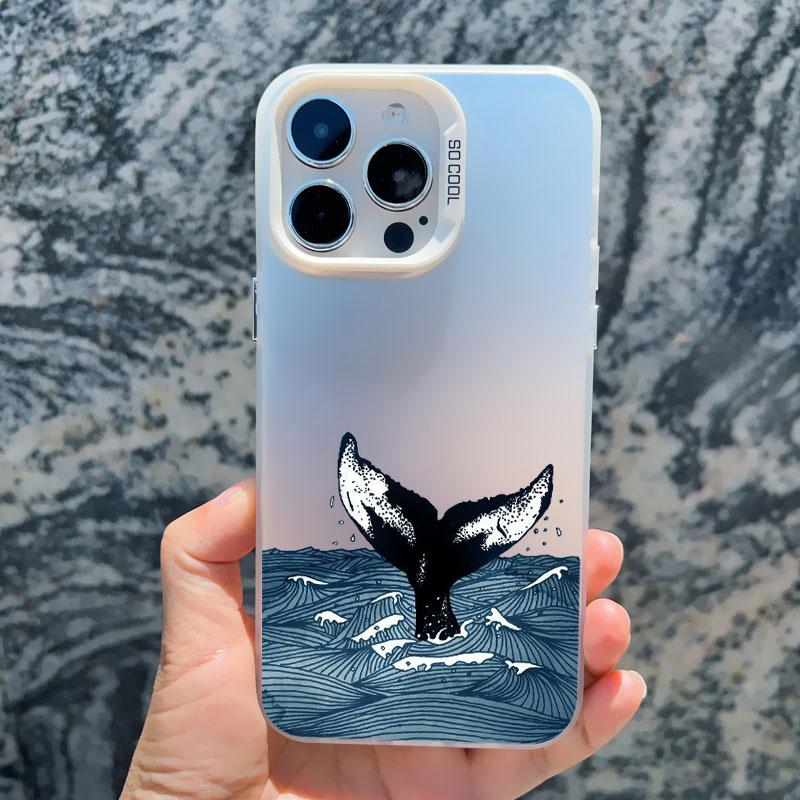 Cool Ocean Turtle Pattern Phone Case For iPhone 15 14 Pro Max 11 12 13 Pro Max Mini 15 Plus Sea Blue Turtle Design Laser Covers
