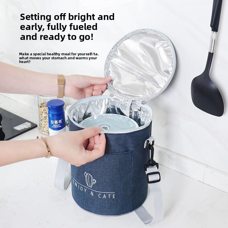 S/M/L Portable Cylindrical Thermal Lunch Cooler Bag Waterproof Food Bag with Large Capacity Insulated Container for Picnic