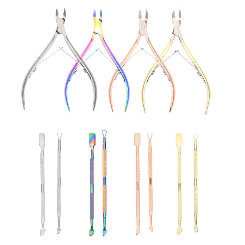 Professional Manicure Set 3Pcs Stainless Steel Nail Cuticle Nipper With Pusher Set Personalized Custom Logo Cuticle Nail Clipper