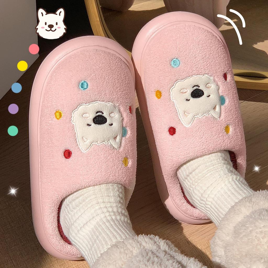 Women's Winter Plush Cotton Slippers - Cute Fruit Design, Cozy Velvet, Thick Sole, Couple-Friendly