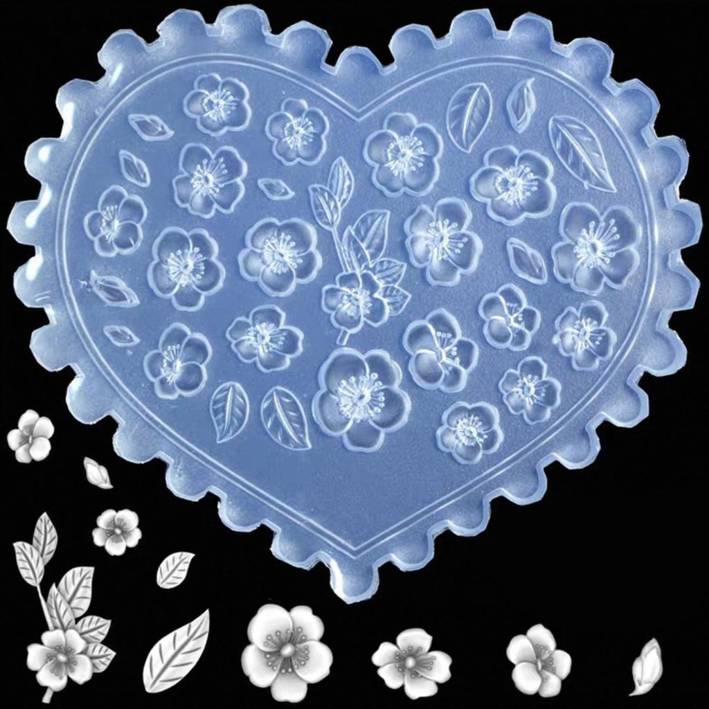 Herzförmige Silikonformen für 3D Gel Nail Art Kirschblüten-Design Wiederverwendbare DIY Nagel-Charms Zubehör