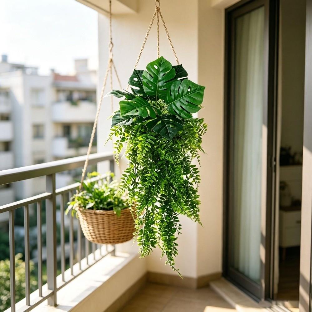 Real Touch Artificial Persian Fern Leafs UV Resistant Waterproof Plastic Ivy Hanging Plant Realistic Long Lasting Texture