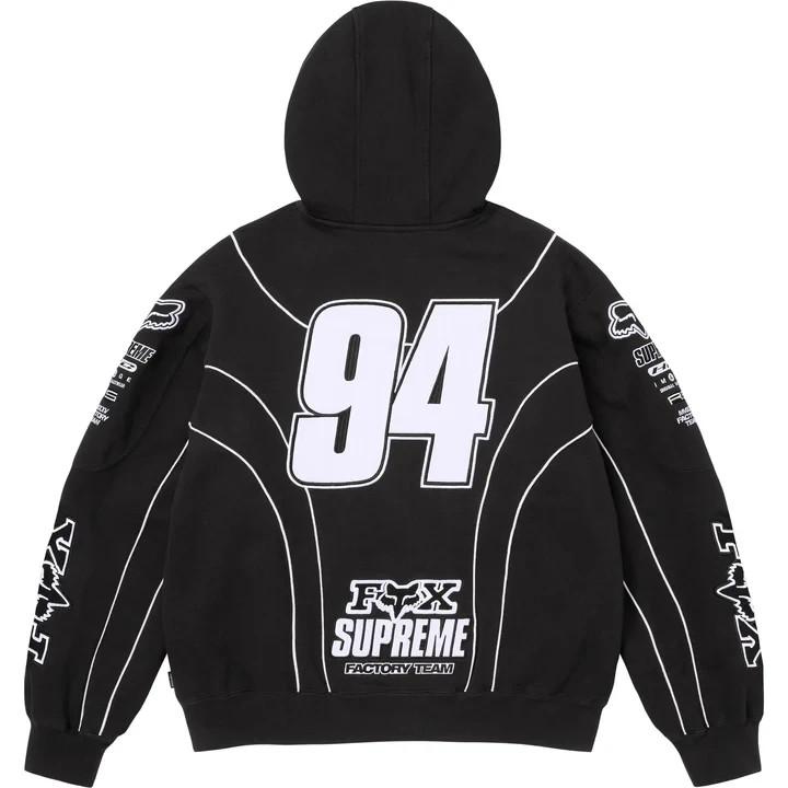 Supreme Fox Racing Zip Up Hooded Sweatshirt Black