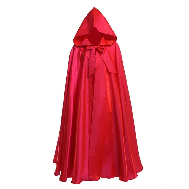 Vampire Cape Adult Long-length Witchcraft Hooded Cloak Halloween Party Cosplay Oufits Bow-tie Strap Medieval Vintage Easter Cape
