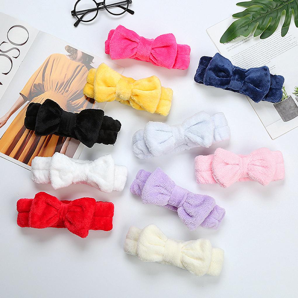 Coral Velvet Head Band Cute Decorative Portable Bowknot Face Washing Women Headband Headwear Ornament Birthday Gift