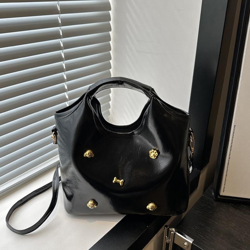 Versatile PU Leather Paw Print Shoulder Bags Solid Color Handheld Crossbody Bag Large Capacity Underarm Bags Women Girls AVE
