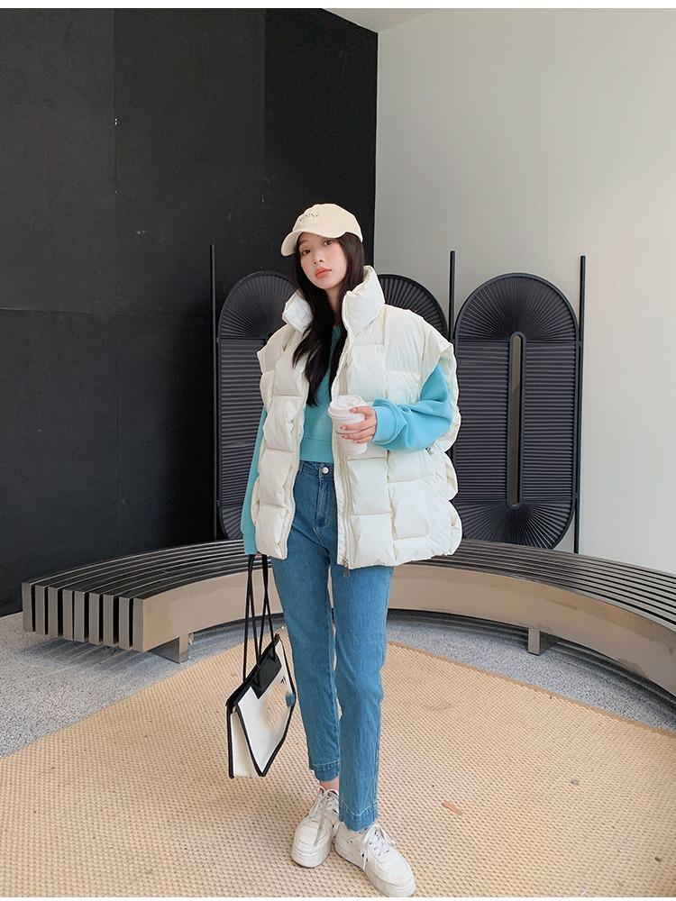 Damen Herbst und Winter Weste Damen Stehkragen geflochtene Weste Oberbekleidung Mode lose Weste Jacke ärmellos 5 Farben