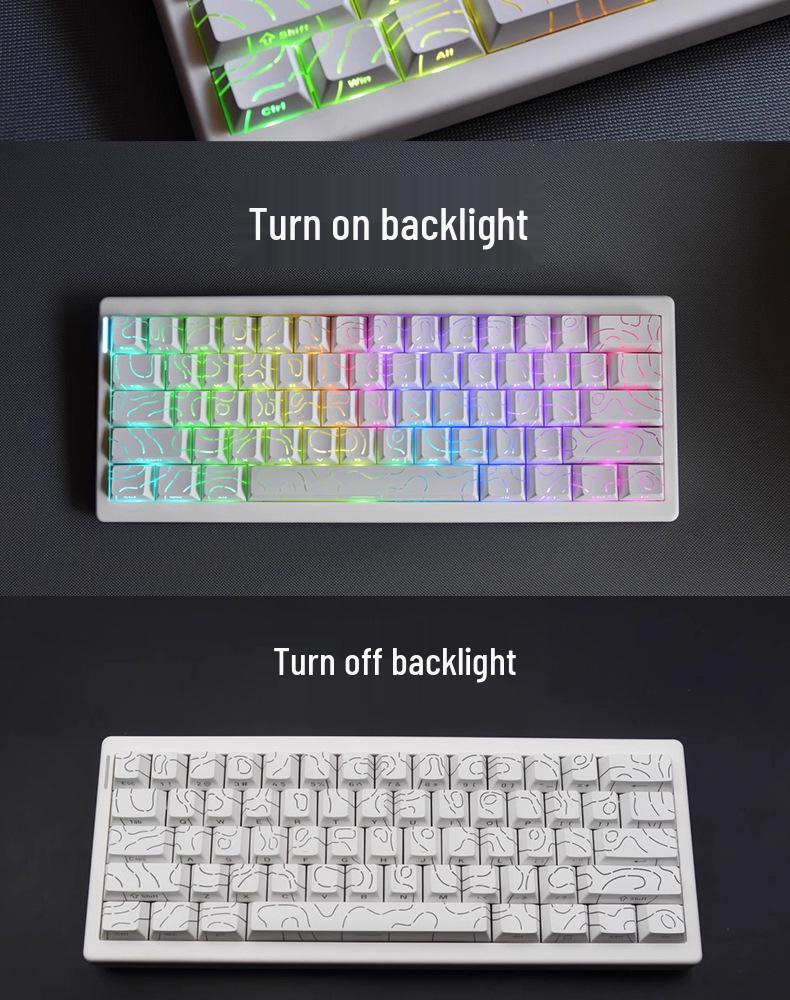 Contour Side-Printed Keycaps: Light-Transmissive, Compatible with Mad Catz Wooting60, Made68, Ace68