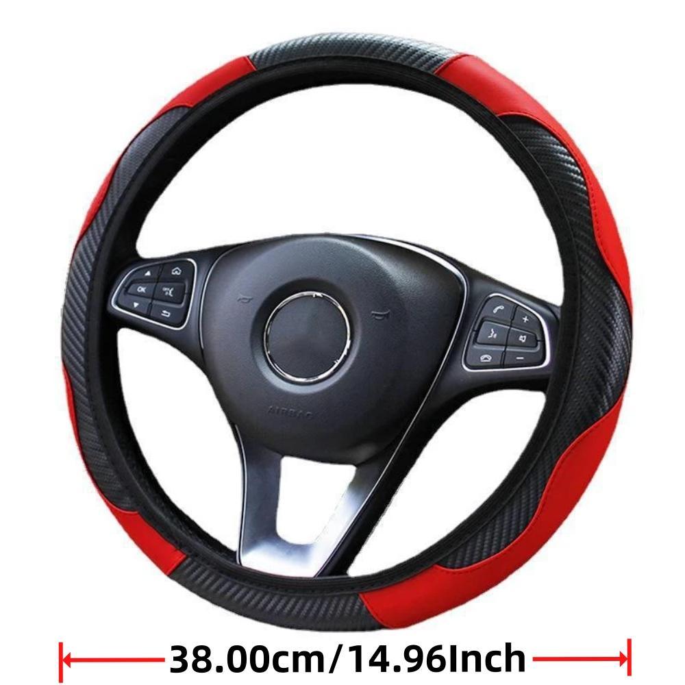 1 Stück Auto-Lenkradabdeckung Zubehör, Atmungsaktive und Anti-Rutsch PU-Leder Lenkradabdeckung, Geeignet für 37-38cm Se