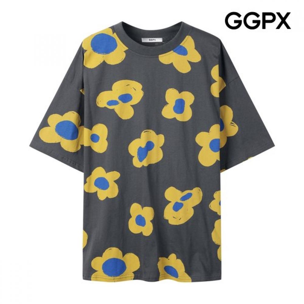 Ggpx New York Women S caSual Big Flower T ShirT gq6TS018f charcoal/F