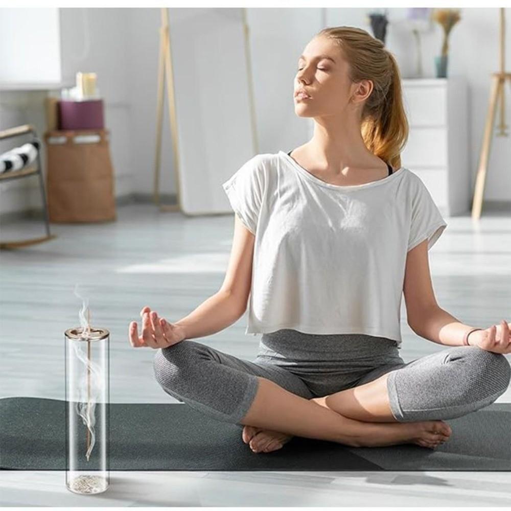 Cylindrical Shape Incense Stick Stand Transparent Minimalist Glass Incense Burner Zen Style Anti-Ash Flying Incense Holder Spa