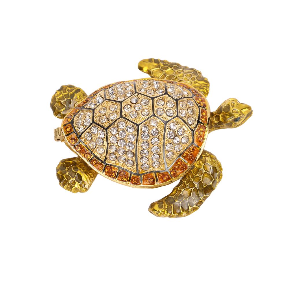 Turtle Trinket Jewelry Box Sparkling Rhinestones Magnetic Buckle Tortoise Figurines Collectible for