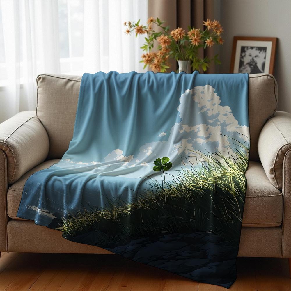 Linear Ocean Anime Cartoon Flannel Blanket Soft Warm Throw for Bedroom Sofa Car Kids Holiday Gift