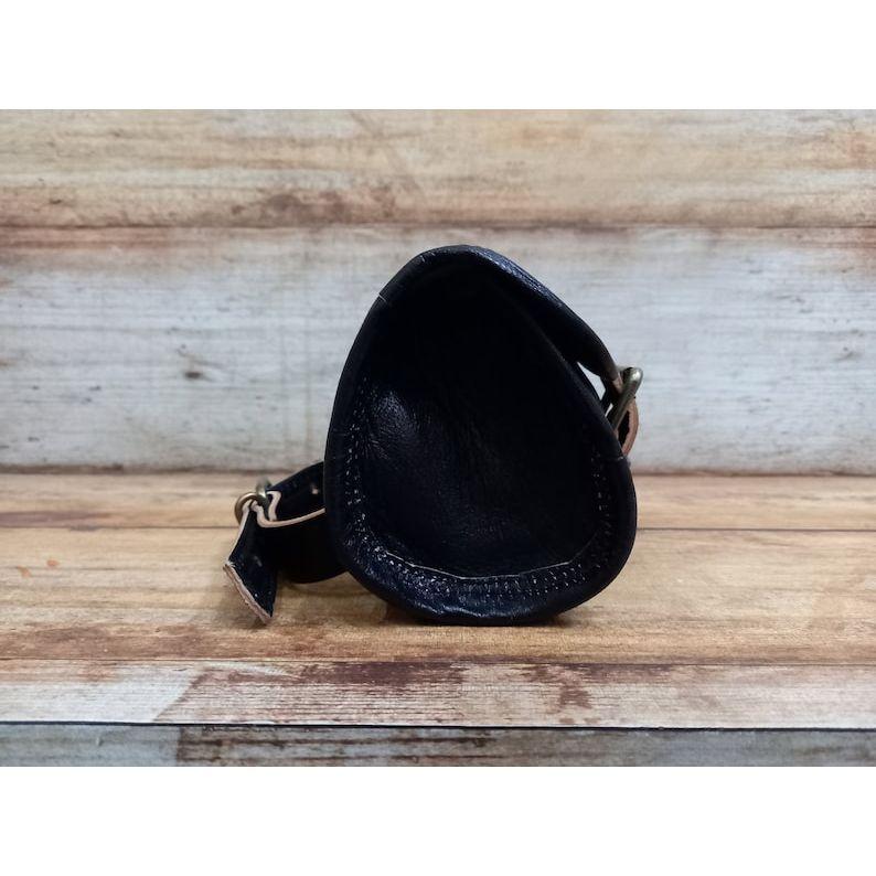 Skórzana torba na narzędzia motocyklowe Torba podsiodłowa Czarna skórzana torba motocyklowa okrągła mała skórzana torba na rower