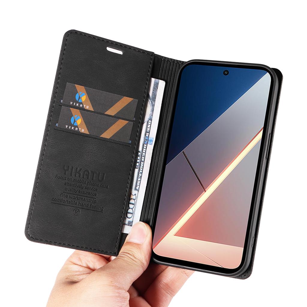 For Xiaomi Poco M7 4G (169mm) Leather Cover YIKATU YK-004 Skin-Touch Wallet Phone Cases