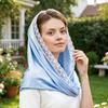 Hooded Headscarf Lightweight Breathable Gauze Fabric Sun Protection Turban Hat with Lace Embroidery Lightweight Commuting Head Wrap