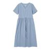 V-neck Mid-length Dress Summer New Retro Literary Large Swing A-line Skirt