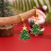 18K Gold Plated Christmas Tree Drip Oil Earrings - Cute Cartoon Design, European & American Fashion.
