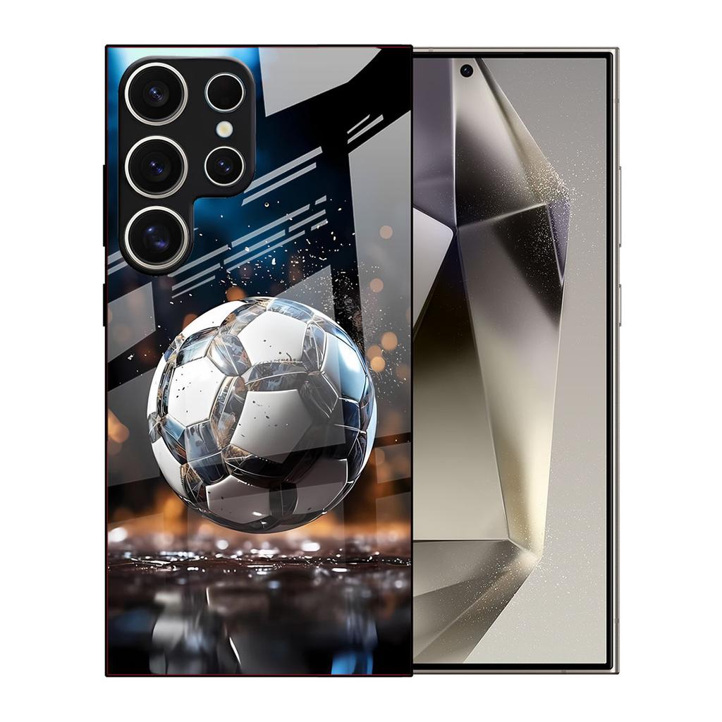 Samsung S26ULTRA Mobile Phone Case A90 Football S24 Tempered Glass Illustration A16 Black Protective Case A07
