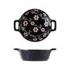 8-inch Embossed Underglaze Ceramic Double-Handle Bowl