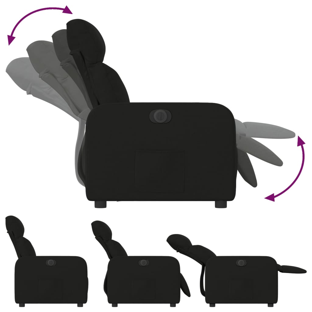 Vidaxl Electric Recliner Armchair, Black, Fabric Upholstered