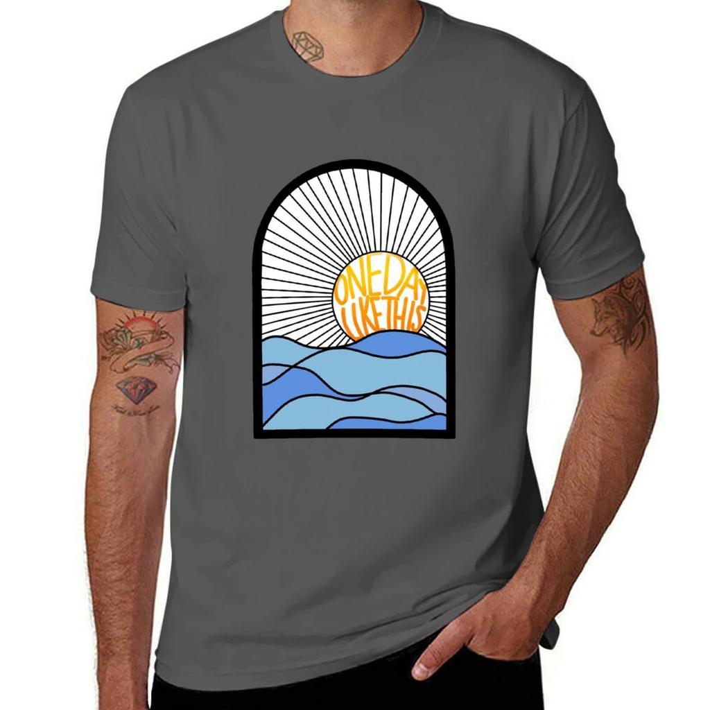 One Day Like This Elbow Sunrise Art TShirt Running Gym Short Sleeve Sports Tee TShirt