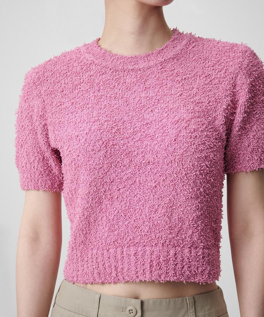 MUSINSA STANDARD WOMAN Women'S Fancy Yarn Crew Neck Short Sleeve Knit [Pink]