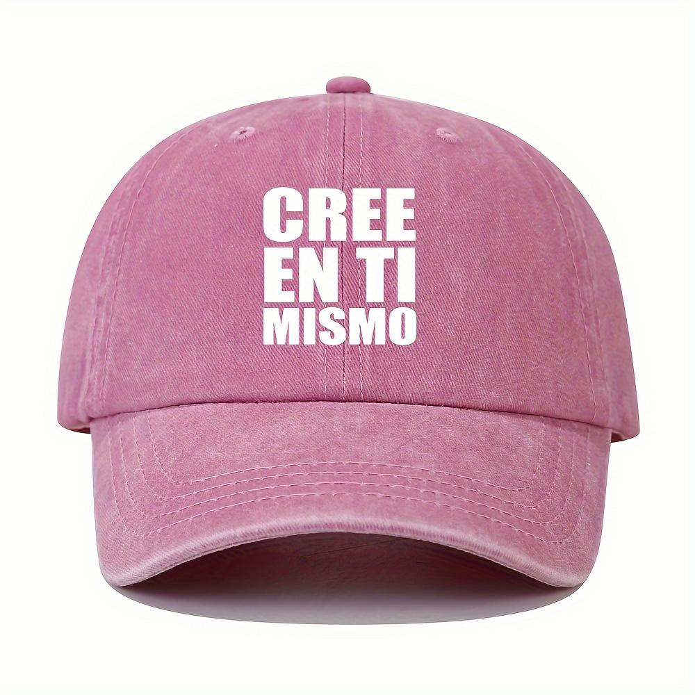 

Spanish Text Printed Baseball Cap Fashionable Dad Hat Unisex Outdoor Adjustable Hat рожевий