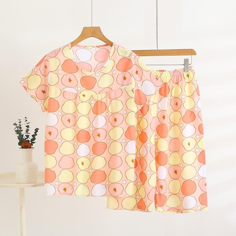 

Летний комплект домашней одежды с коротким рукавом, женский тонкий топ с круглым вырезом, шорты, свободная пижама из двух частей 5XL