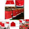 Festive Red Christmas Chair Cover With Santa Hat Design For Holiday Dinner Parties