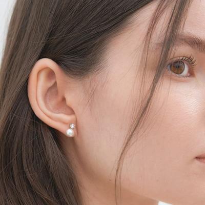 Halden Cubic Pearl Earrings 6mm (E023_silver)
