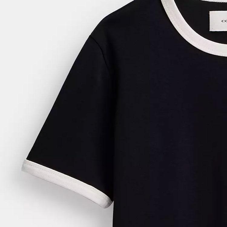 Coach Ss24 Letter Logo Printed Round Neck Pullover Short Sleeve T-Shirt Women Tops Black CS612-BLK