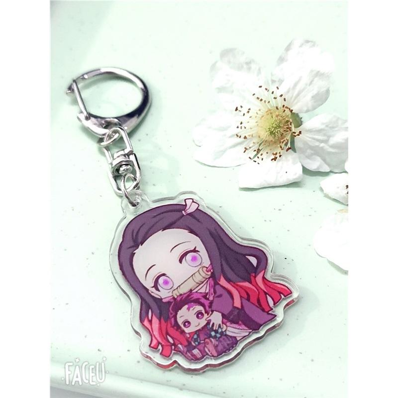 Anime Keychains Keychain Demon Slayer Kimetsu No Yaiba Acrylic Key Ring Cute Funny Cartoon for Friends