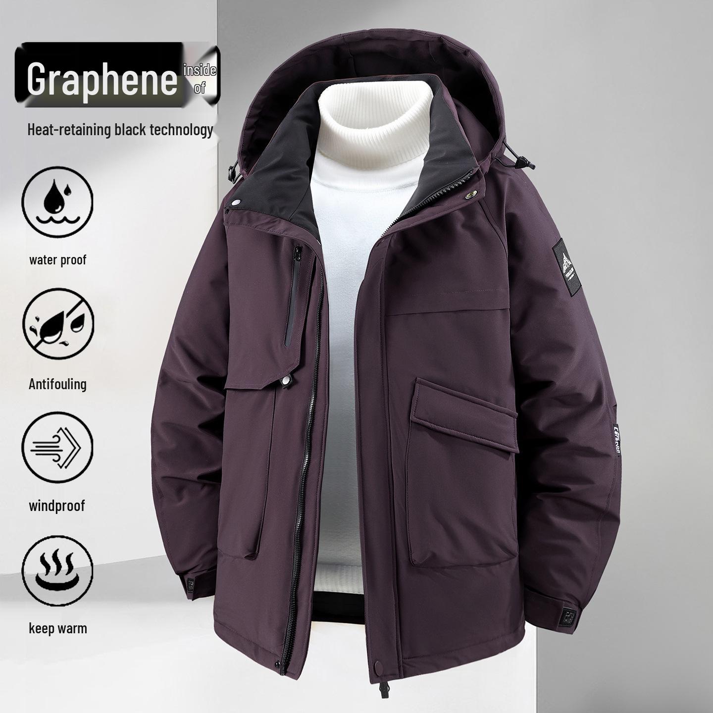

Men s 2025 Autumn/Winter Windproof Cotton Parka - Stylish Casual Outdoor Jacket 5XL темно-фіолетовий колір