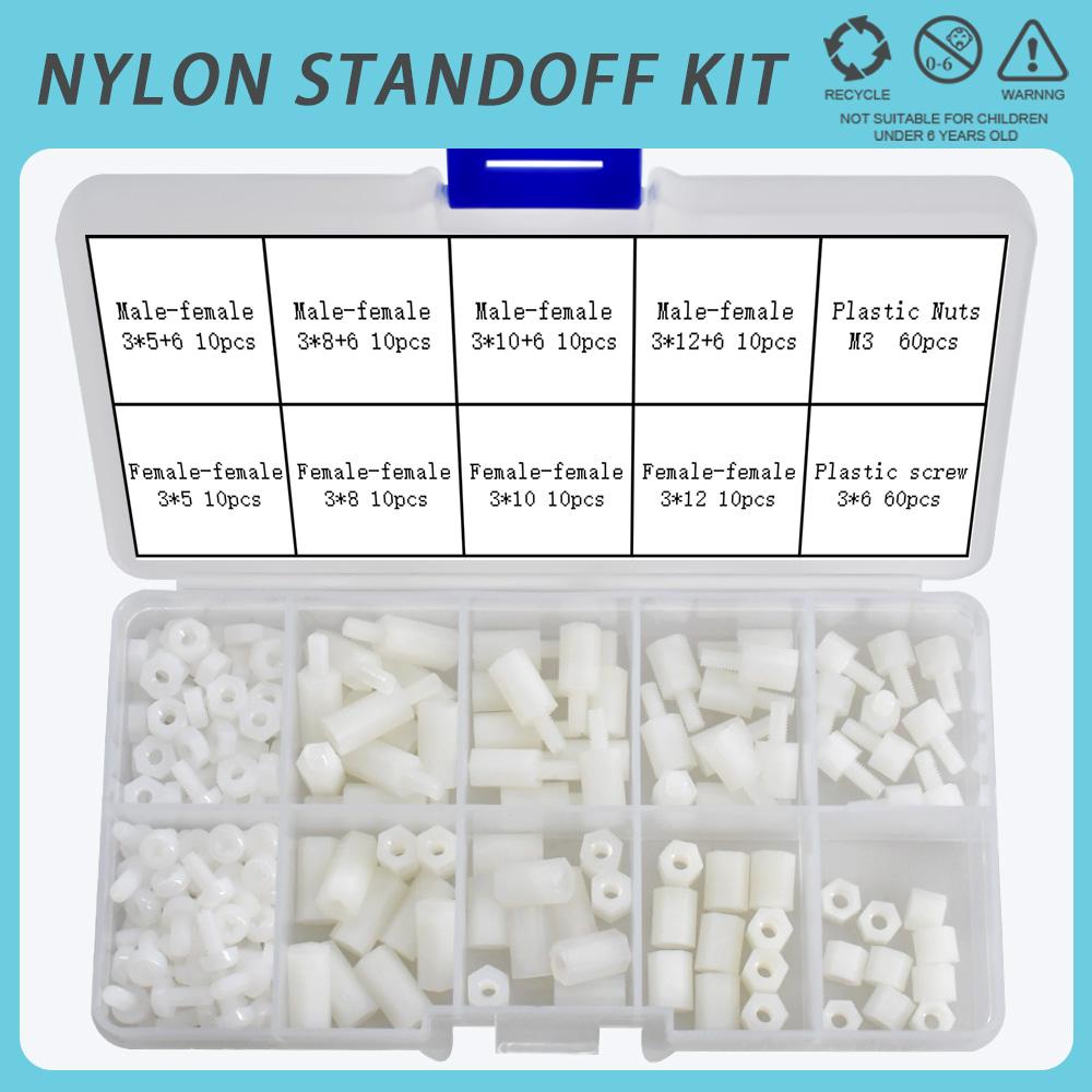 200 Stück/Set Nylon PCB Motherboard Abstandsschraube Bolzen Mutter Kunststoff Nylon Isoliertes Kit M2 M2.5 M3 M4 Sechskant Sechskant Abstandssäule