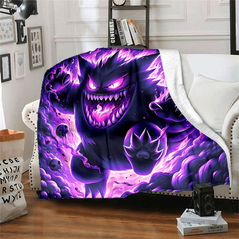 1pc Blanket Pokémon Characters Print Design, Lightweight Blanket for Sofa, Bed- Soft &Warm, Gift for All Seasons Like Christmas, Halloween