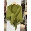 New Niche Design Solid Color Tassel Triangle Scarf for Men and Women Retro Thickened Warm Wool Shawl·