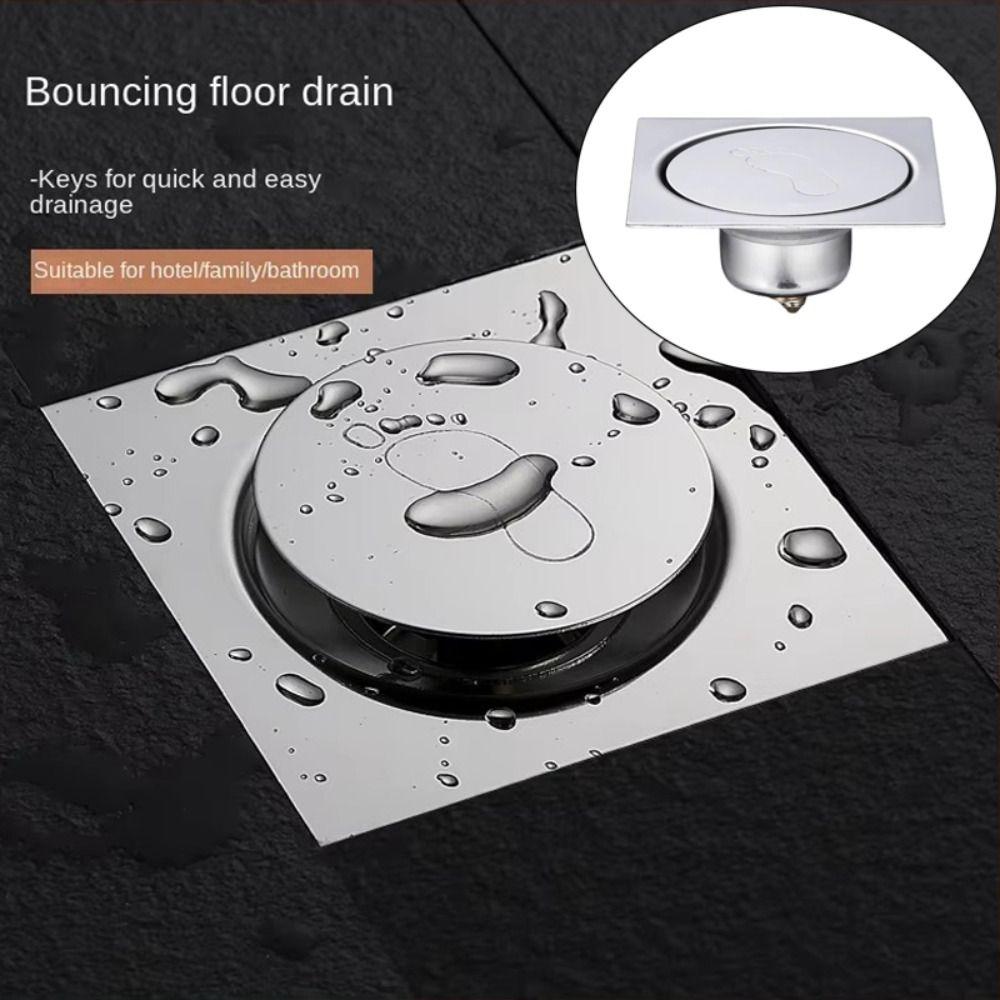Pop Up Bounce Press-Type Floor Drain Metal Sewer Floor Strainer Useful Shower Foot Floor Drain