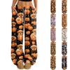 Dames Halloween Print Casual Wijde Pijpen Broek met Trekkoord Elastische Taille voor Feestdagen