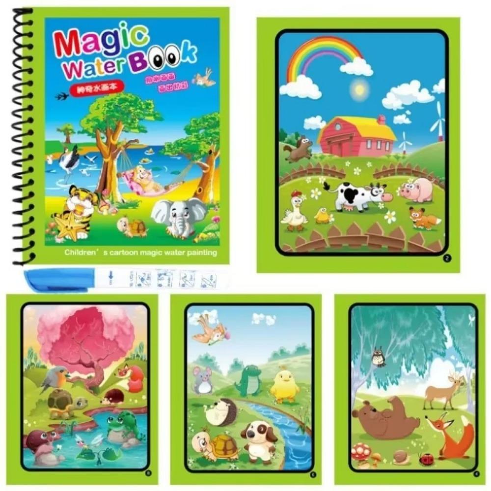 Reusable Magic Book Animal Coloring Books Cartoon Watercolor Painting Book  Education and Learning