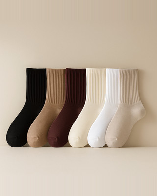 6 párů unisex bavlněné ponožky pro volný čas, pevná móda, všestranné ponožky prodyšné pohodlné pro posádku ponožky pro volný čas sportovní ponožky pro muže ženy