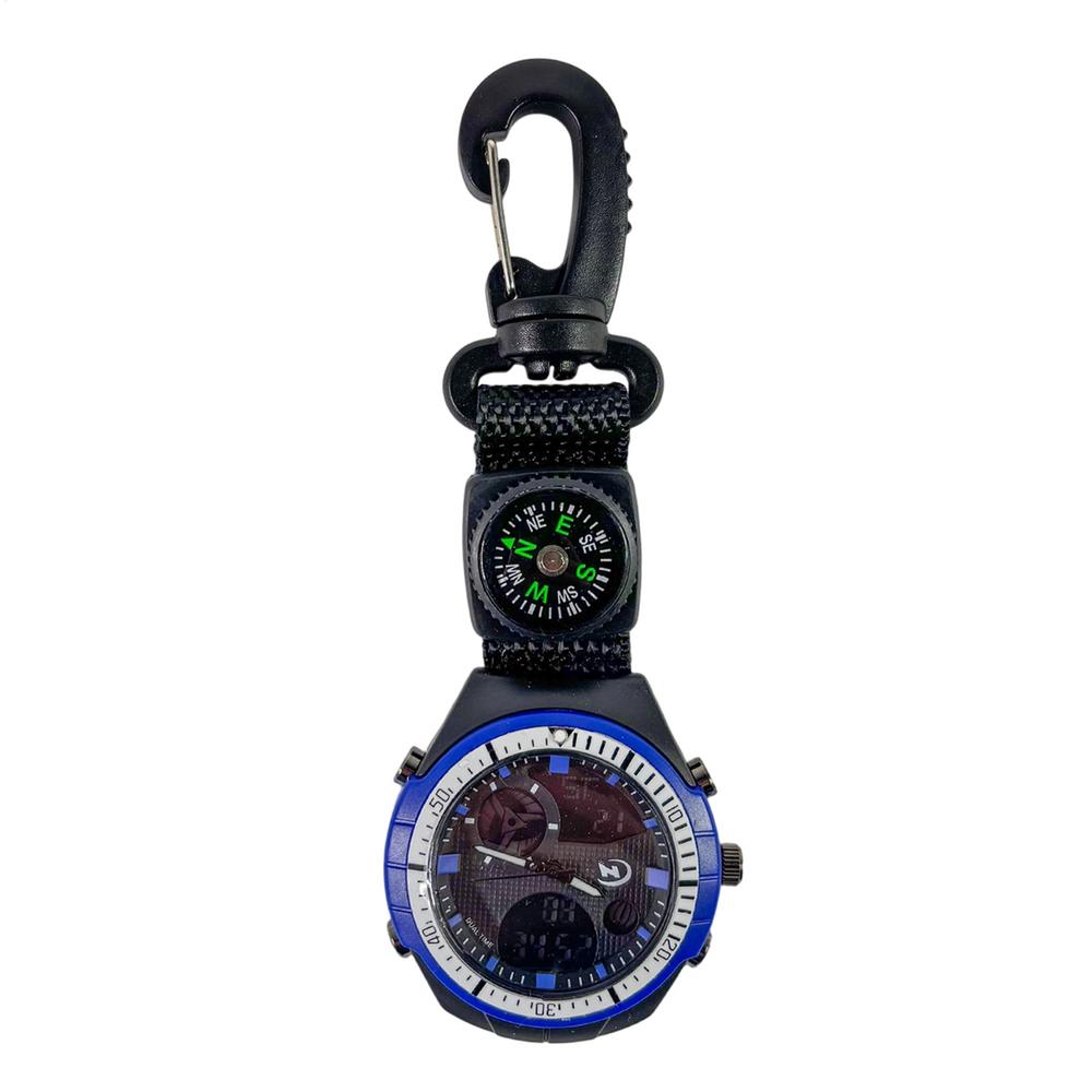 

Compass Watch For Men Outdoor Compass Survival Gadget Sports Pocket Watch With Carabiner For Outdoor Camping Hiking Backpacking синій
