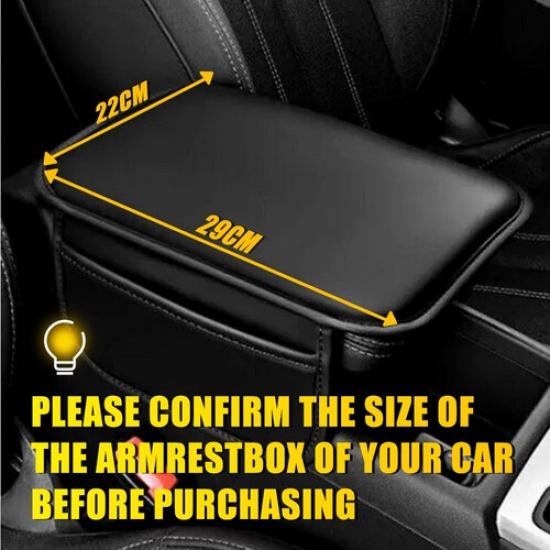 Black Leather Seat Cushion Armrest Protector Storage Pad Interior Car Accessory