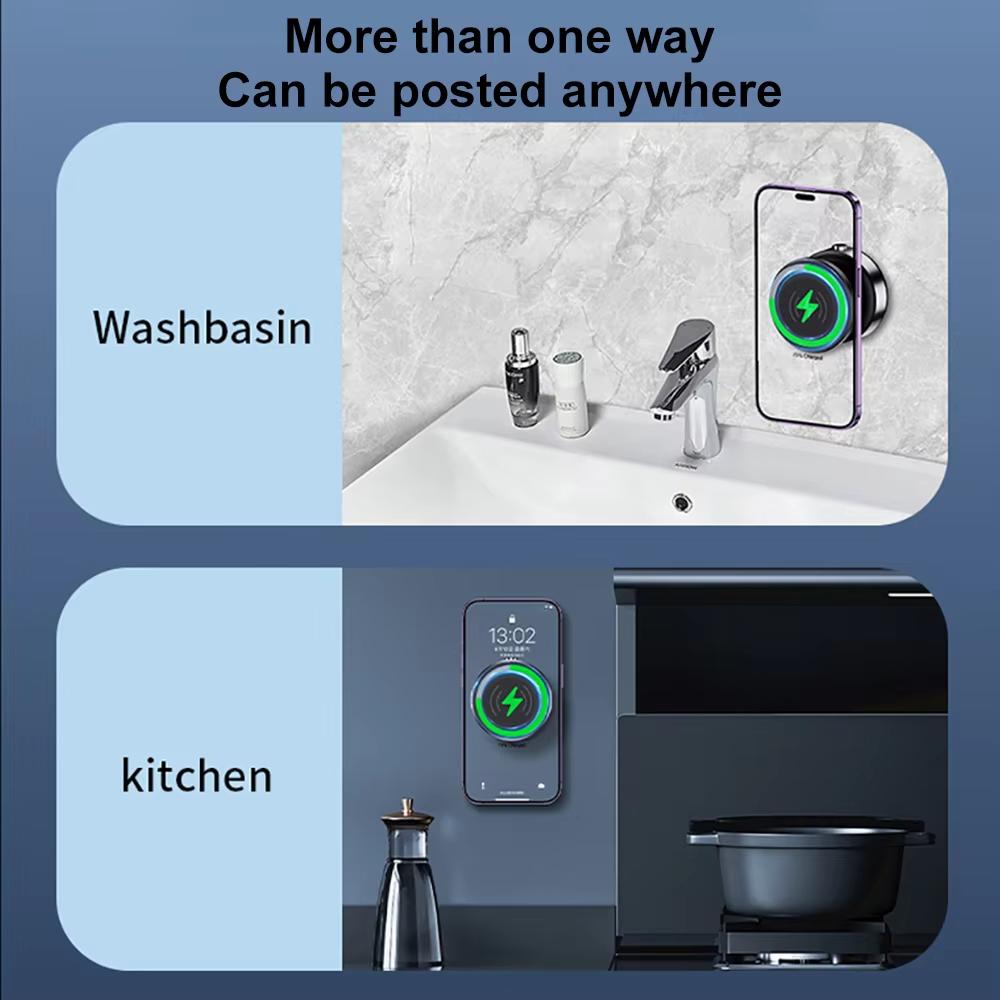 15W Wireless Charge Magnetic Attraction Car Phone Holder 360°Rotatable Vacuum Suction Cup Phone Zinc Alloy Bracket For iPhone