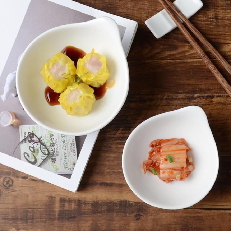 Pure White Ceramic Dish Hotel Snack Tableware Bowl Baking Bowl Dessert Bowl Caviar Dish Small Sauce Bowl Kitchen Tableware